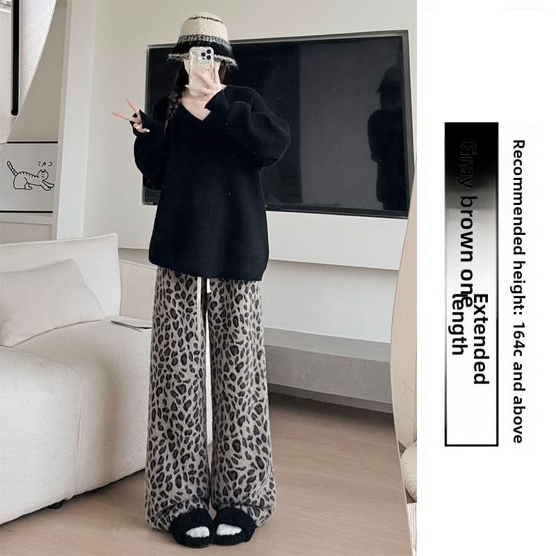 Women's American Style Leopard Print Straight Leg Pants Hip Hop Street