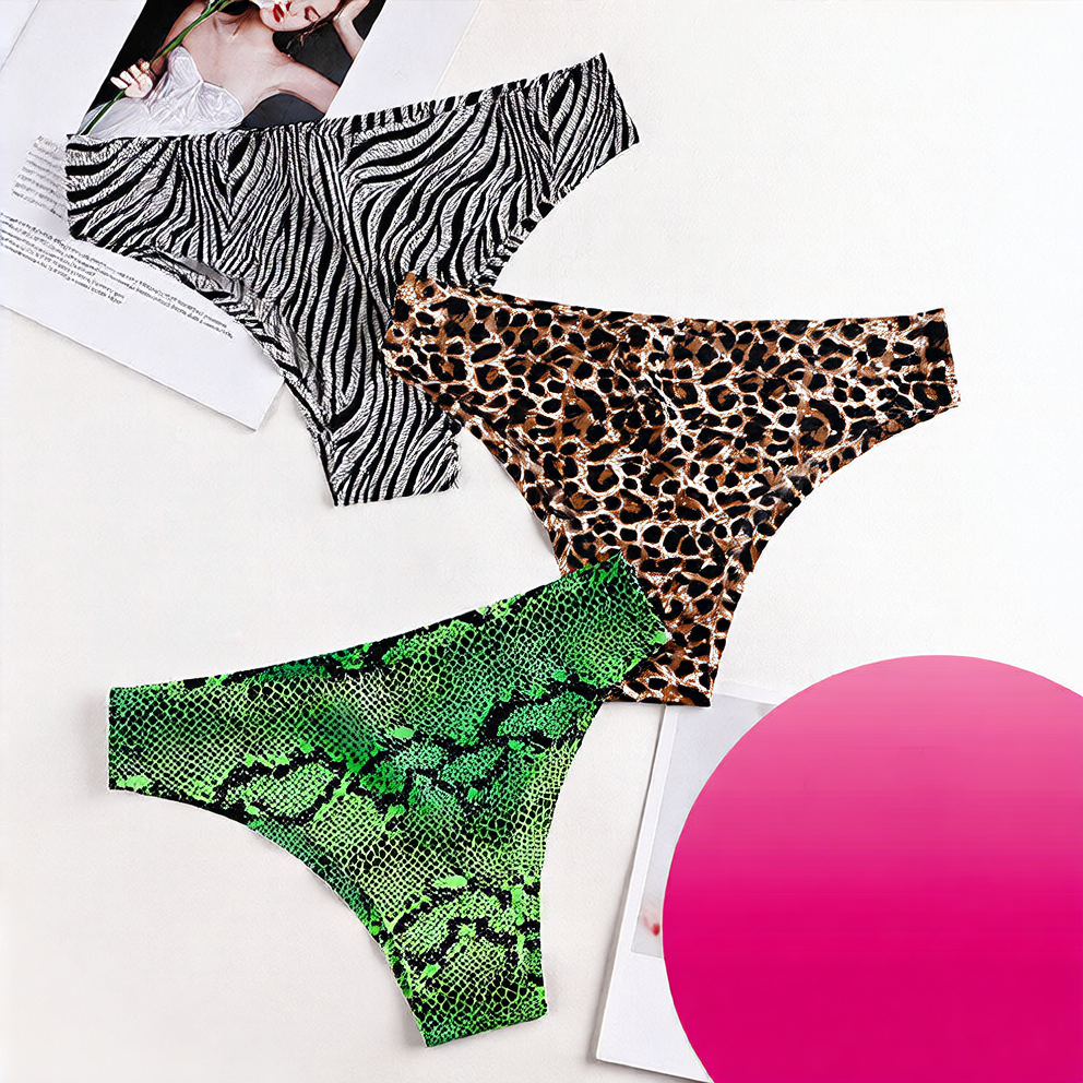 WarmSteps Intimate Sexy Hot Leopard Tanga Bikini Lingerie Seamless Ice Silk Breathable Women's Panties Underwear Cotton Crotch