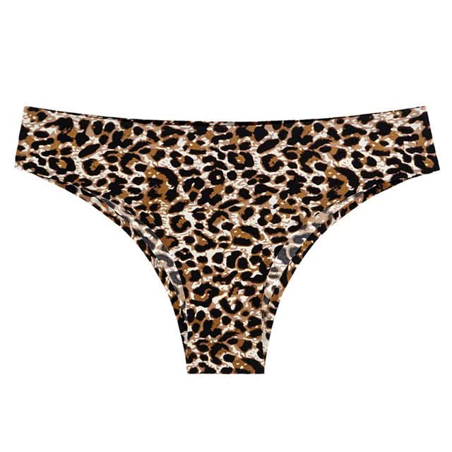 WarmSteps Intimate Sexy Hot Leopard Tanga Bikini Lingerie Seamless Ice Silk Breathable Women's Panties Underwear Cotton Crotch