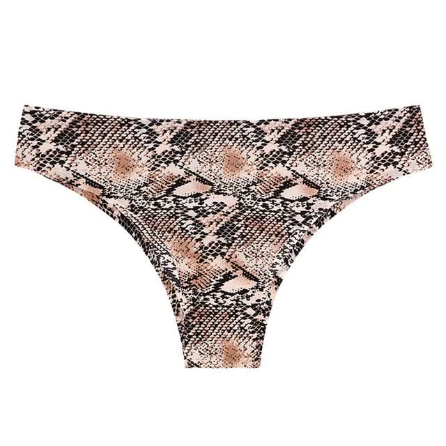 WarmSteps Intimate Sexy Hot Leopard Tanga Bikini Lingerie Seamless Ice Silk Breathable Women's Panties Underwear Cotton Crotch