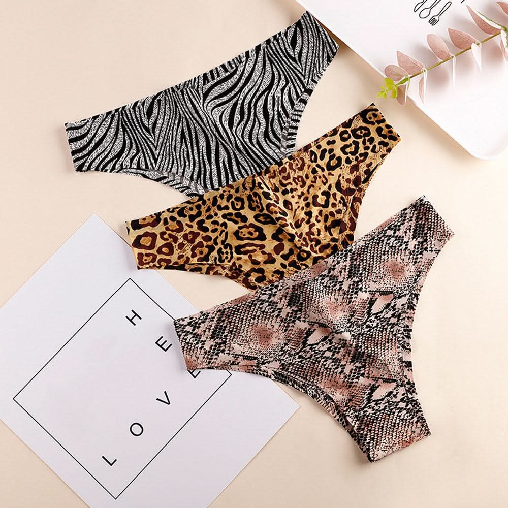 WarmSteps Intimate Sexy Hot Leopard Tanga Bikini Lingerie Seamless Ice Silk Breathable Women's Panties Underwear Cotton Crotch