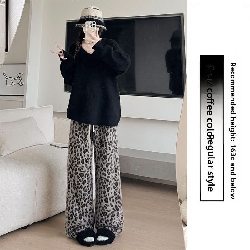 Women's American Style Leopard Print Straight Leg Pants Hip Hop Street