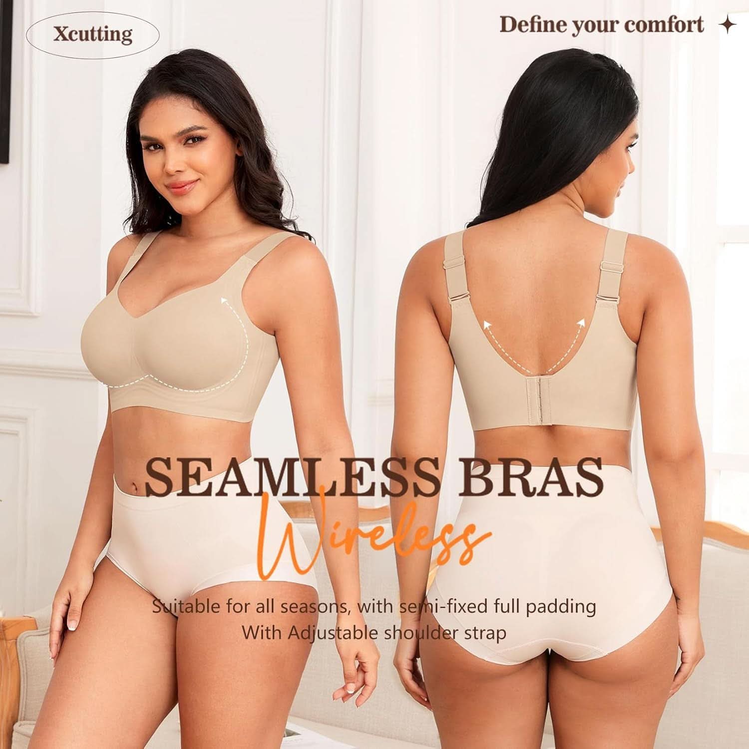 Bras for Women No Wired Seamless Wireless Full Coverage Support Everyday Bras Comfort Soft Non Wired Ladies Sleep/T-Shirt Bra
